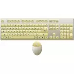 Golden keyboard and mouse vector image