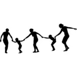Family holding hands vector silhouette