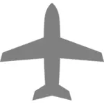 Airplane silhouette in grey color