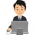 Male computer user vector drawing
