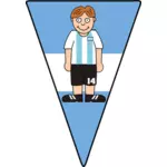 Jugador de fútbol en un banderín