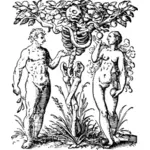 Pohon pengetahuan dengan Adam dan Hawa