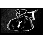 Ícone de vetor de ienes em dinheiro