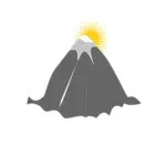 Gunung dengan matahari di balik