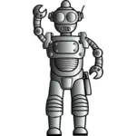 Retro metallic robot line art