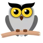 Owl on a branch cartoon style