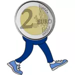 2 Euro coin with legs