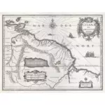 Vintage kartta Koillis-Etelä-Amerikasta