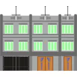 Vector illustration of a building with green windows