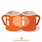 Two coffee cups with heart