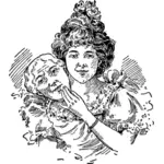 Vector image of two-faced woman