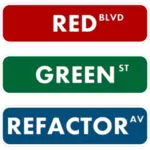 Señal calle refactorizar verde rojo vector dibujo