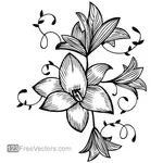 Hand-drawn flower in bloom