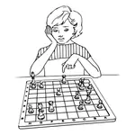 Signora che gioca scacchi