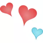 Vektorgrafik med 3 olika färgade hjärtan