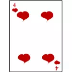 Четыре из сердца игральные карты векторные иллюстрации