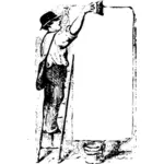 Man painting wall vector drawing