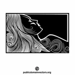 Donna con silhouette di capelli lunghi