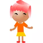فتاة مبتسمة مع الشعر الوردي