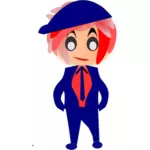Miniaturi vector băiat cu părul roşu în costum