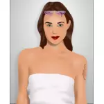 Vektorgrafik med attraktiva flicka i en vit klänning