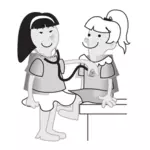 Image clipart vectoriel des filles jouant des médecins