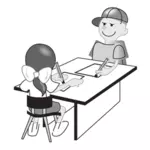 Vector illustration of kids drawing