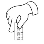 Mão segurando a fita medidor vetor clip-art