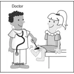 Vektorgrafikk tegneserie utklipp av lege og pasient