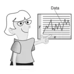 Wanita presentasi data vektor ilustrasi