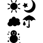 Gambar vektor Silhouette pictogram ramalan cuaca
