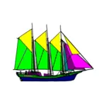 Kolorowe żeglarstwo statek wektor rysunek
