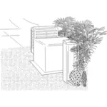Vector image of plants on exterior of building