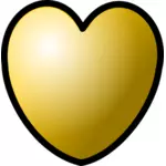 Vektorikuva kultaisesta sydämestä, jossa paksu viivareunus