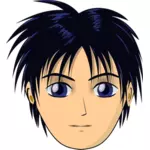 Vektor-Illustration von Anime Junge mit schwarzen Haaren