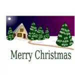Christmas card with winter scene vector drawing