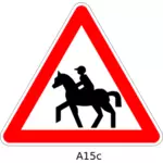 Horse rider on road traffic sign vector image