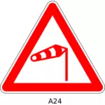 Vector clip art of strong winds triangular road sign