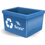 Ilustração em vetor de plástico azul reciclagem bin