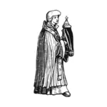 Middelalderske prest med sakrament vektor