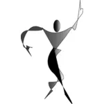 Expressionist silhouette of dancing woman vector clip art