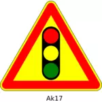 矢量图形的交通灯前方三角临时道路标志