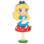 Alice op een paddestoel vector afbeelding