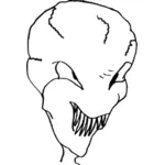 Vektor ilustrasi kepala asing di garis seni
