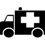 Black and white ambulance icon vector illustration