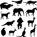 Eläinten siluetit vektoripakkaus 4