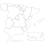 Vector afbeelding van de kaart van Spaanse regio 's
