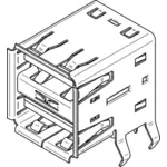 Vector drawing of dual USB type A receptacle