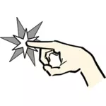 Fingeren peker til en stjerne