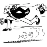 Juokseva myöhäinen mies karikatyyri vektori piirustus